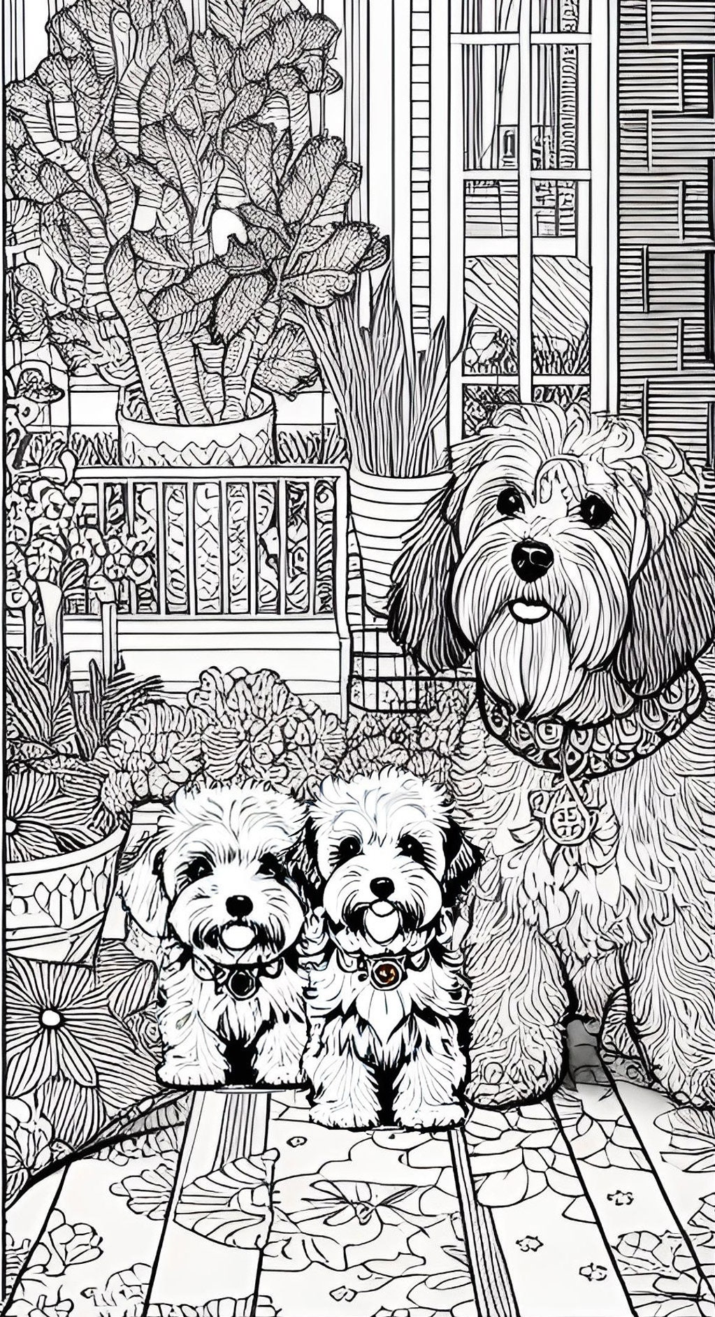 Printable Dog Art Coloring Printables, Detailed Goldendoodles ...