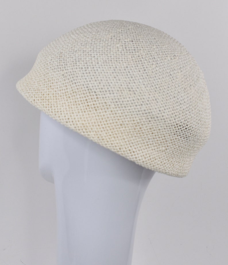 size largeSpring beret Ivory straw blocked beret with large silk flower
