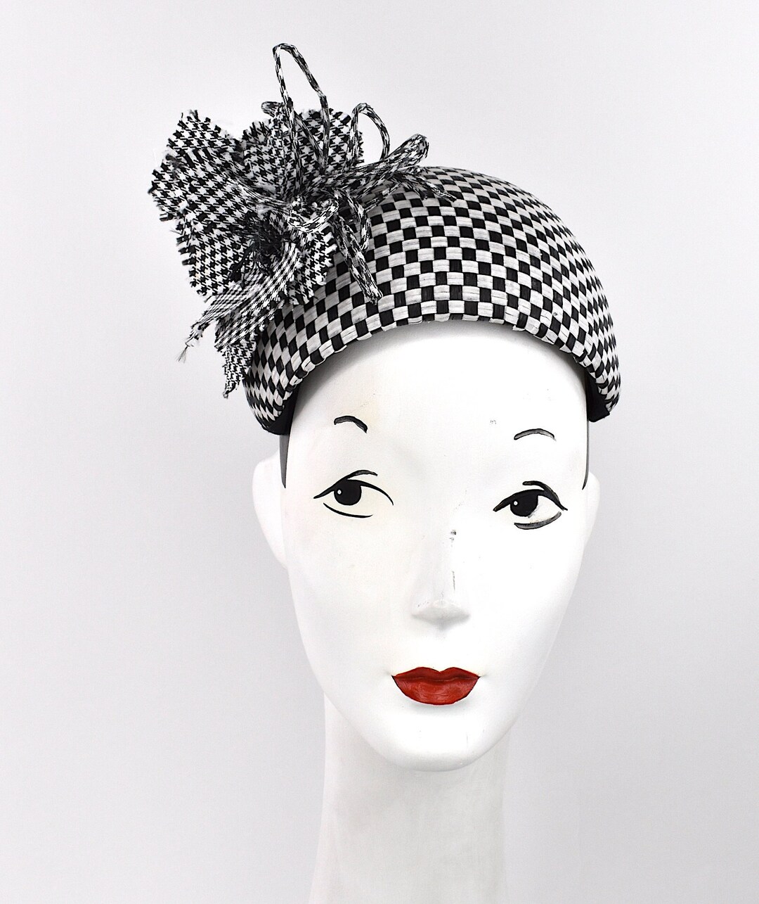 Black and White Check Headband and Flowers/ascot/racing Etsy