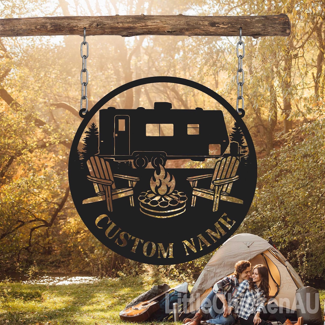 Trampolinme Sign Rv Personalized RV Trailer Metal Signs, Custom Camping Name Metal Wall Art ...