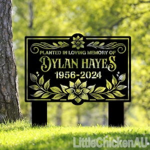Custom Memorial Tree Sign Stake, Metal Memorial Marker, Tree Plaque Marker, Memorial Marker, Metal Garden Marker, Metal Name Plate Tree Sign