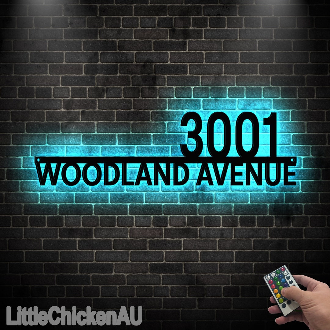 LED Address Metal Art Sign, Address Plug in Light up Address Plaque ...