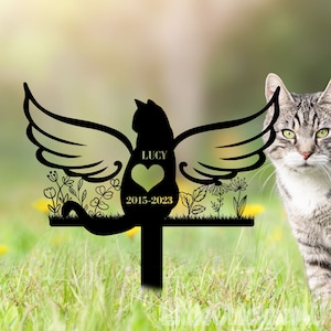 Personalized Cat Memorial Stake, Metal Stake, Cat Loss, Sympathy Sign, Pet Grave Markers, Remembrance Stake, Garden Decor, Flower Cat, Pet