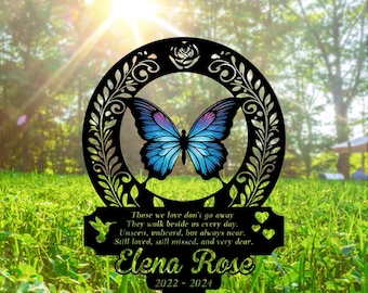 Personalized Memorial Stake Metal, Butterfly Memorial Stake, Outdoor Grave Marker Home, In Loving Memorial, Remembrance Stake, Sympathy Gift