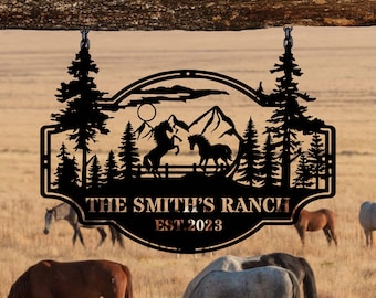 Horse Ranch Custom Metal Name Signs Personalized,Last Name Signs for Home,Metal Outdoor Signs,Horse Lover Gift,Metal Farmhouse Sign Dad Gift