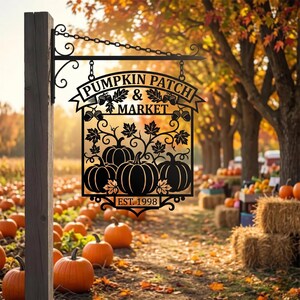 Personalisiertes Kürbisbeet-Schild, Bauernhaus-Gartenpfahl, Herbst-Ernte-Dekor, Kürbismarktschild, Erntedankfest