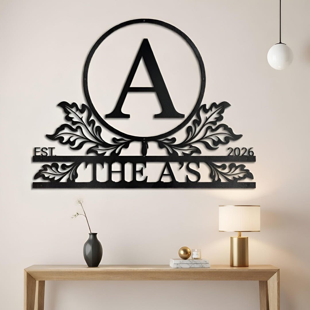 Name Est Custom Metal Name Sign, Personalized Family Monogram Wall Art, Last ...