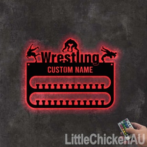 Wrestling Medal Hanger With Led Light Custom Medal Holder Display Rack For Award And Ribbon Tiered Award Rack Sport Christmas Birthday Xmas