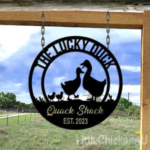Duck Metal House Sign Metal Wall art Personalized, Quack Shack Sign, Duck Coop Sign, Duck Couple Decor, Duck Farm Sign, Farmhouse Decoration