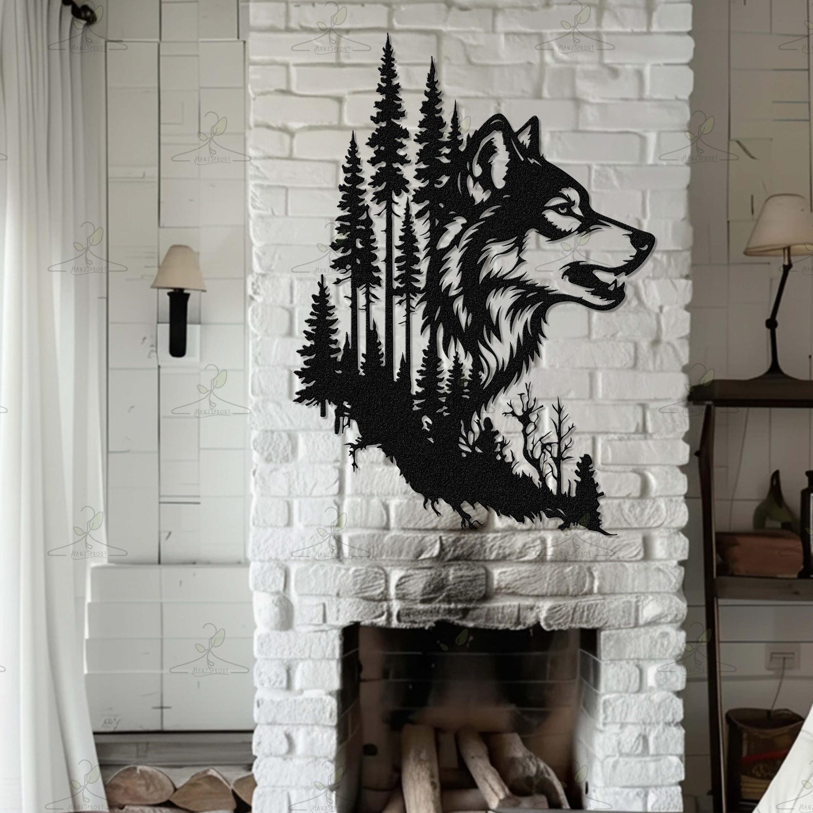 Rustic Wolf Rustic Wolf Metal Wall Art, Mountain Forest Wolf Wall Decor for Cabin ...