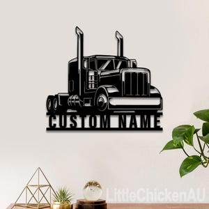 Personalized Semi Truck Driver Metal Sign Wall Art, Custom Trucker Name Sign Home Decor wheeler Decoration Birthday Xmas Dad Gifts Home Gift