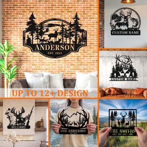 Personalized Deer Hunting Art, Deer, Forest, Mountain Scene Decor, Personalized Deer Family Name Sign,Farmhouse Decor,Farm Sign,Outdoor Sign
