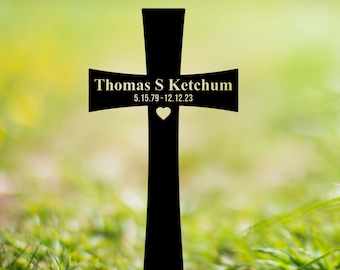 Custom Cross Memorial Metal Stake, Personalized Cross Stake, Loss Of Loved One Garden Stake, In Memory Cross, Grave Marker, Sympathy Gift