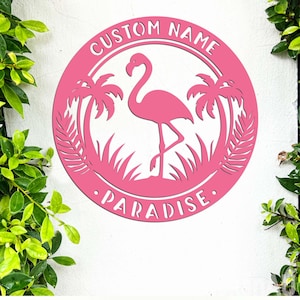 Tropical Flamingo Metal Sign, Custom Metal Flamingo Sign, Beach House Gifts, Custom Flamingo Sign, Pool Sign, Bird Decor,Flamingo Decoration