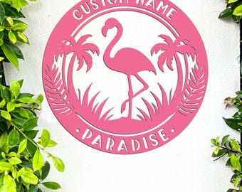 Tropical Flamingo Metal Sign, Custom Metal Flamingo Sign, Beach House Gifts, Custom Flamingo Sign, Pool Sign, Bird Decor,Flamingo Decoration