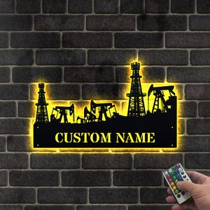 Personalized refinery Metal Sign Wall Art With Led Lights, Custom Oil field Sign, Oil Rig Sign Home Decor, Housewarming gift, Christmas Gift