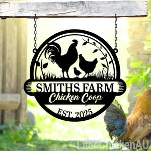 Personalized Chicken Farm Metal Sign Chicken Coop Sign, Custom Chicken Farm Sign Farm Coop Sign Family Name Chicken Coop Sign Mothers Day