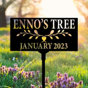 Personalized Memorial Tree Sign, Custom Grave Marker, In Loving Memory Plaque, Tree Memorial Gift,Sympathy Gift,Tree Garden Sign,Tree Plaque