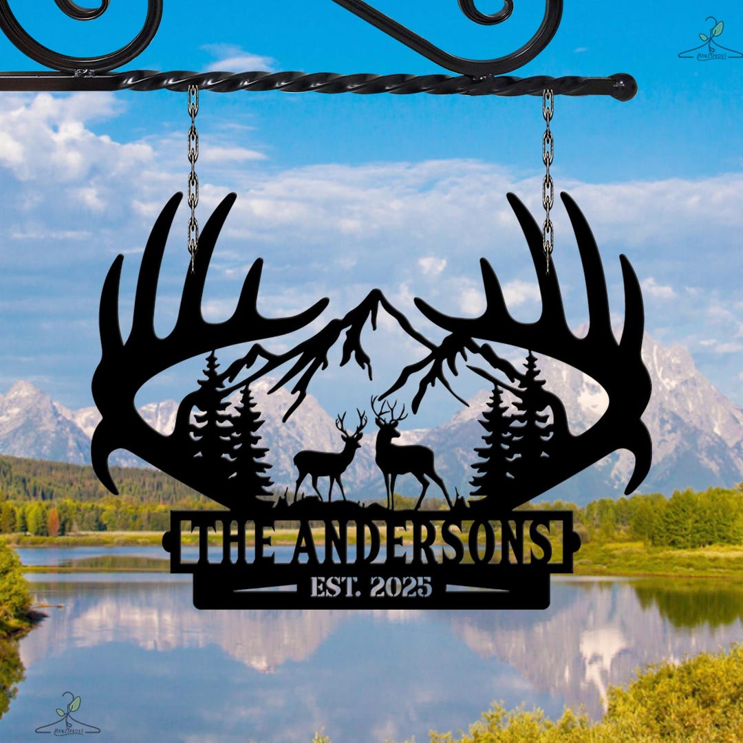 Personalized Deer Antler Sign, Custom Family Name Deer Sign,hunting ...
