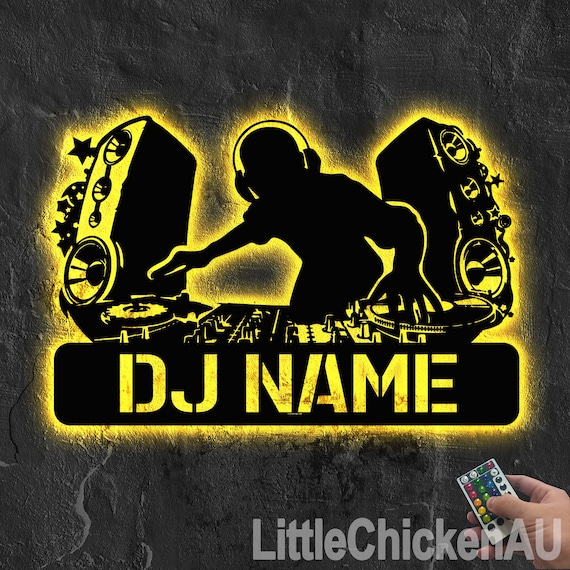 Custom DJ Metal Wall Art With LED Light, DJ Player Metal Sign