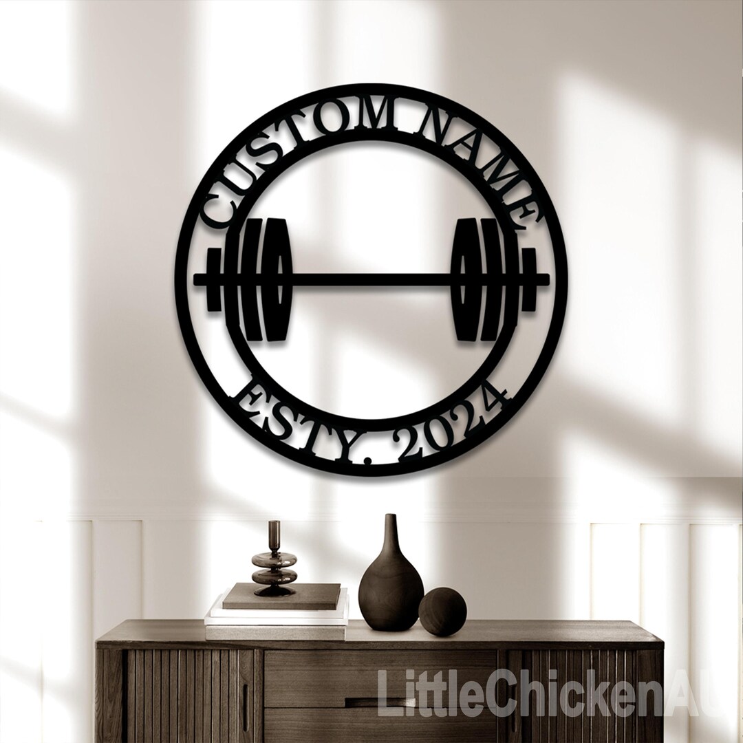 Custom Name Gym Metal Sign, Personalized Workout Room Metal Wall Art ...