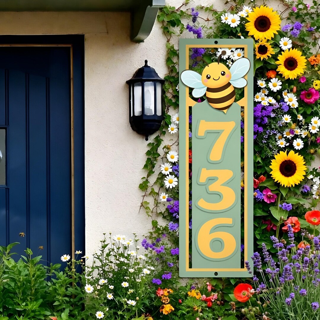 Custom Bumble Bee Address Sign, Personalized House Number Plaque for ...