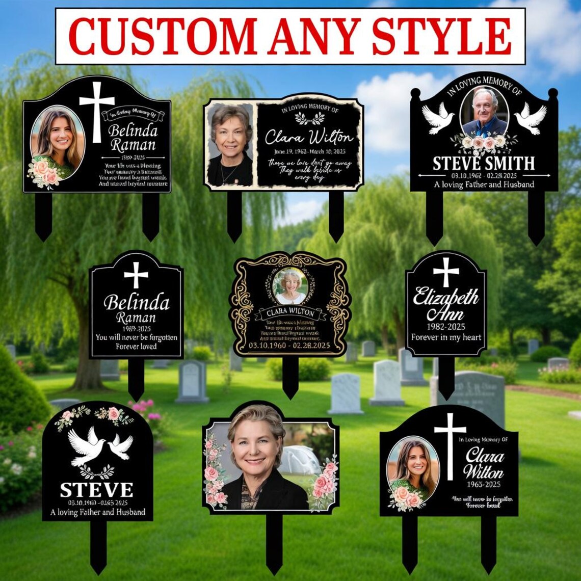 Memorial Signs Examples Personalized Photo Memorial Sign, Custom Picture Grave Decoration for ...
