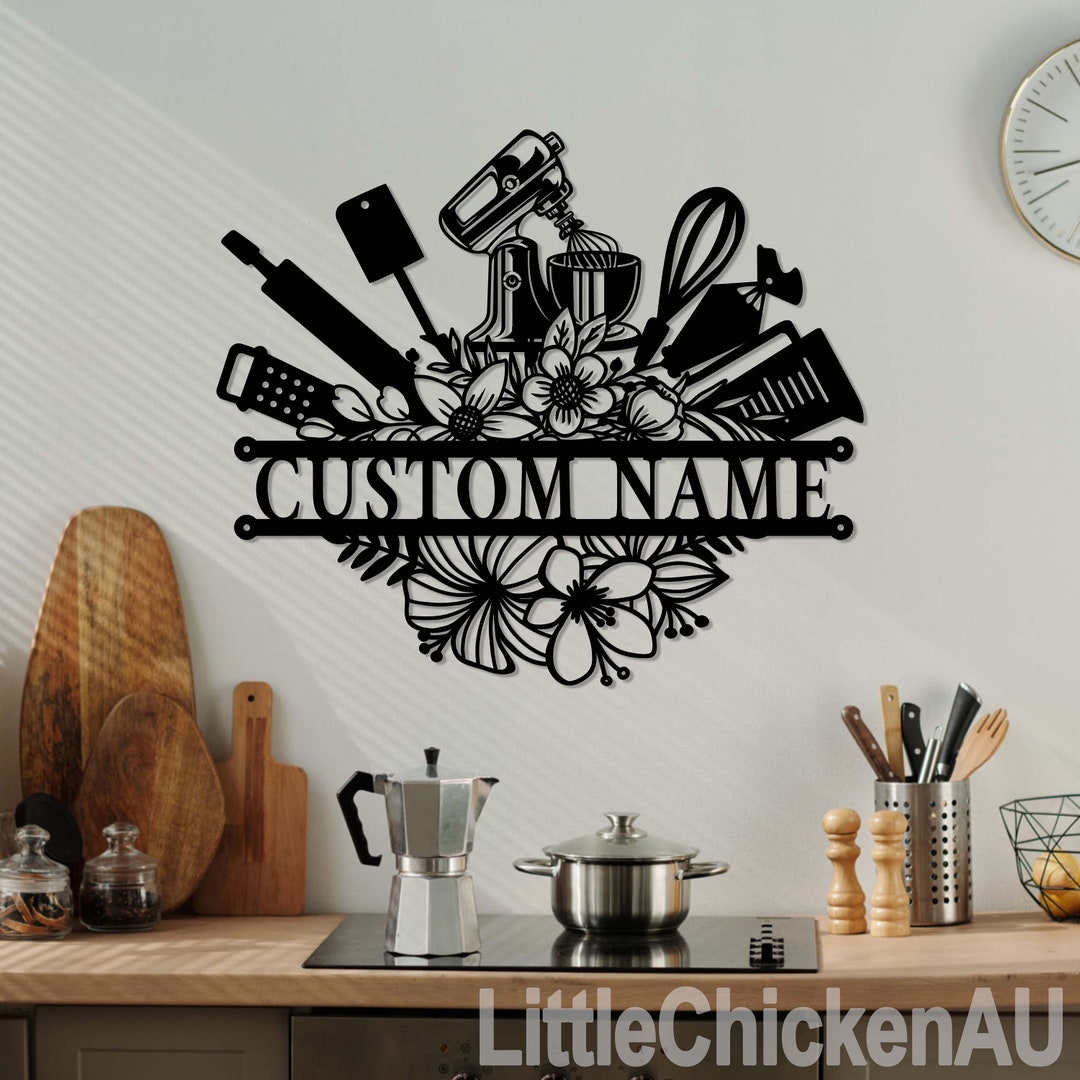 Baking Personalized Metal Wall Art, Baking Sign, Custom Baker Name Sign ...