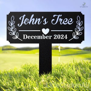 Personalized Memorial Tree Sign with Stake, Metal Name Garden, Memorial Tree Plaque, Tree Garden Sign, Tree Decor, Name Plate, Sympathy Sign
