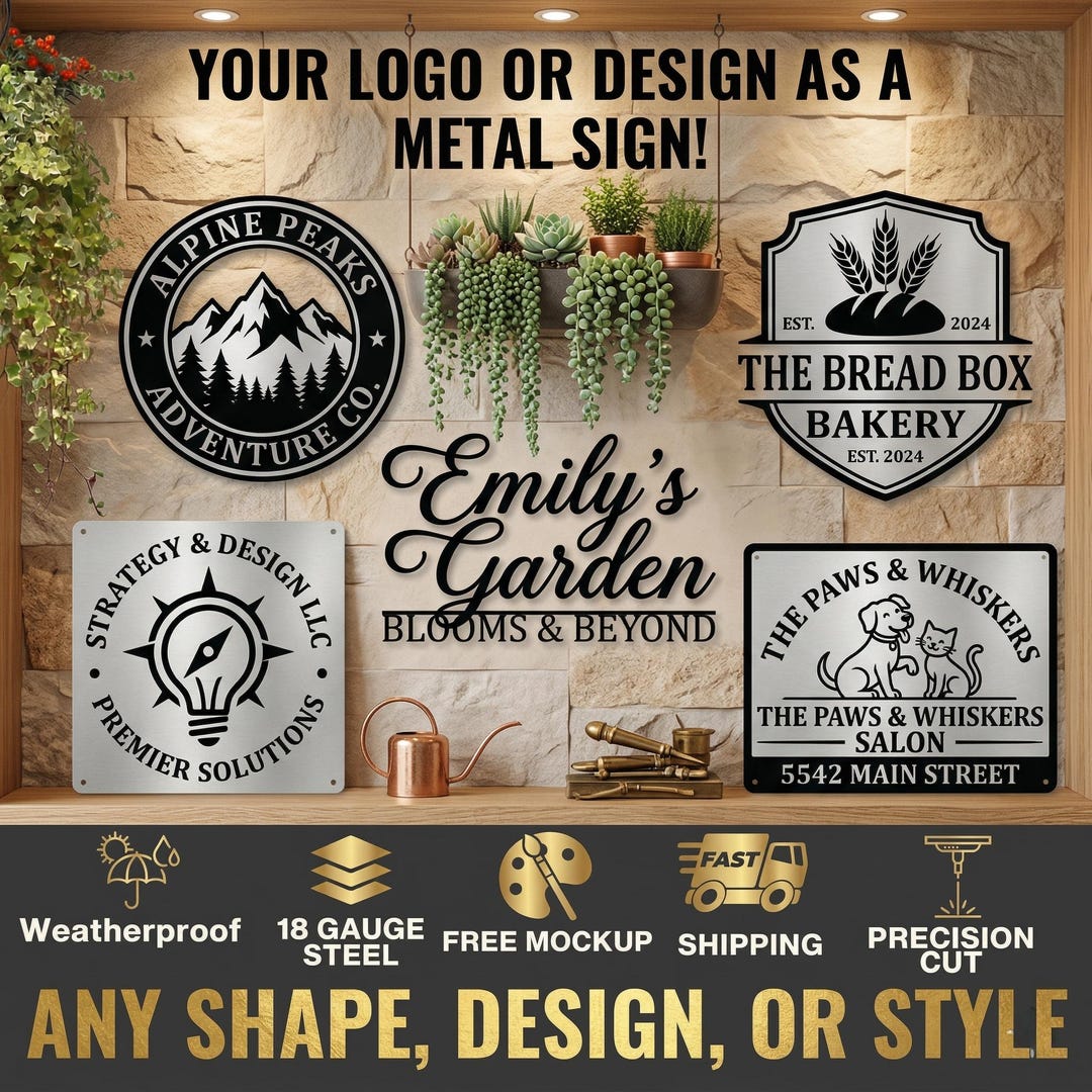 Personalized Aluminum Logo Business Sign, Custom Metal Outdoor Salon ...