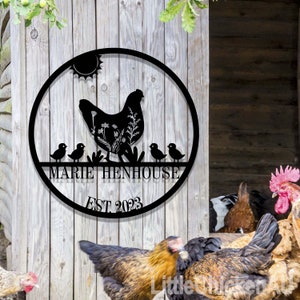 Custom Chicken Farm Metal Sign, Chicken Coop Sign, Hen House Coop Sign, Family Name Metal Sign for Farm House, Our Little Coop Metal Sign