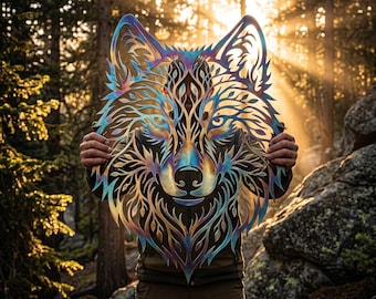 Wolf Head Metal Wall Art, Wildlife Decor, Forest Spirit Sign, Animal Sculpture, Nature Inspired Artwork