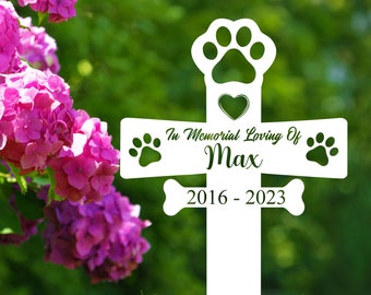 Personalized Dog Memorial Cross Dog Burial Stake Pet Cross Metal Dog Memorial Stake Metal Grave Stake Dog Memorial Plaque with Stake Gift