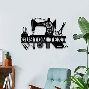 Gepersonaliseerde metalen bord naaimachine, wanddecoratie naaikamer, bord op maat, bord quiltkamer, bord naaikamer, metalen wandkunst naaien, bord kleermaker