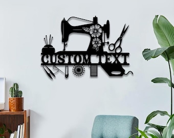 Personalized Sewing Machine Metal Sign, Sewing Room Wall Decor, Custom Sewing Sign,Quilting Room Sign,Sewing Metal Wall Art,Tailor Shop Sign