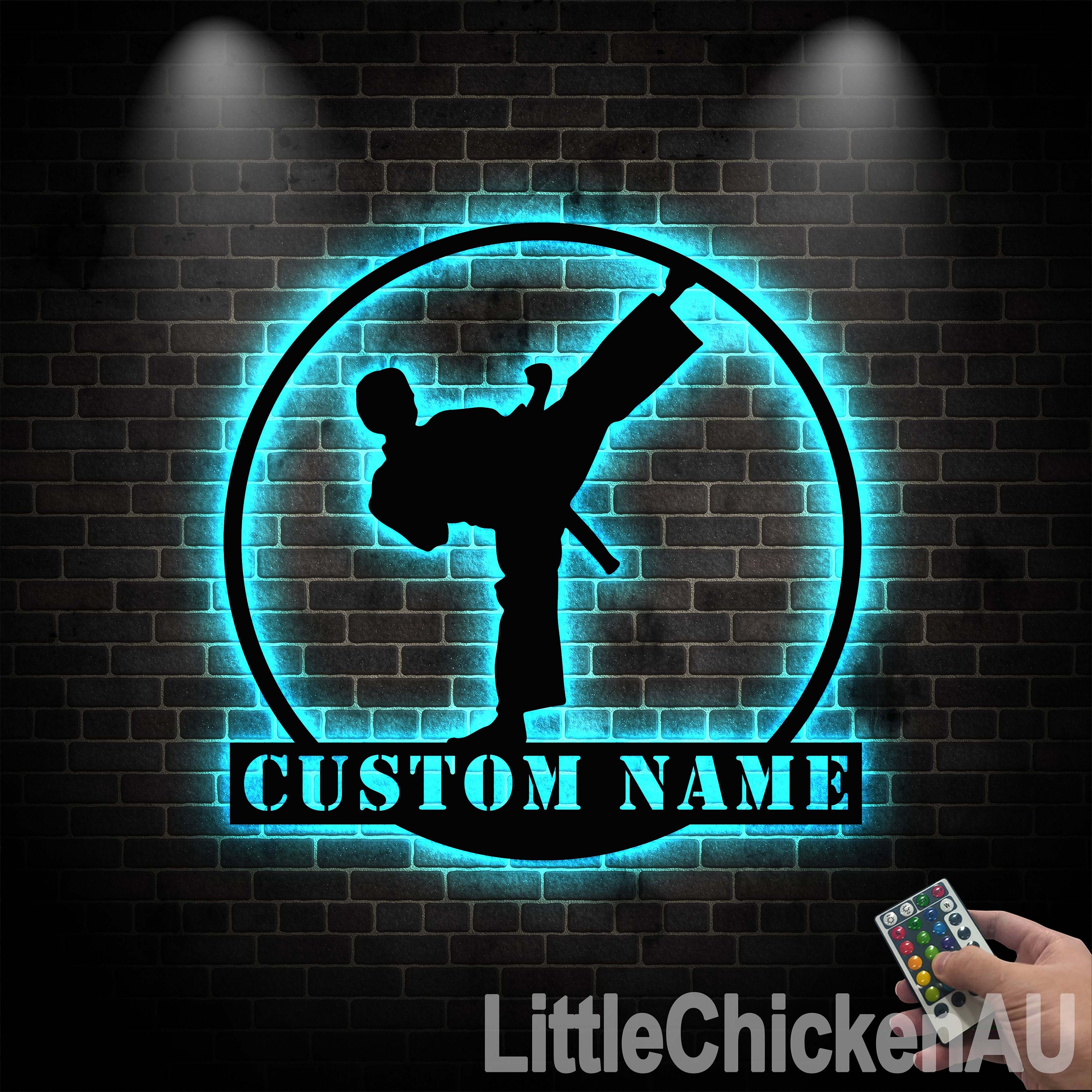 Personalized Boy Taekwondo Martial Arts Metal Wall Art With LED Light ...