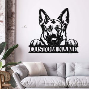 Custom Name German Shepherd Metal Sign wall art, Personalized Dog Sign, German Shepherd Monogram, Dog Mom Gift, Dog Decor, Home Decoration