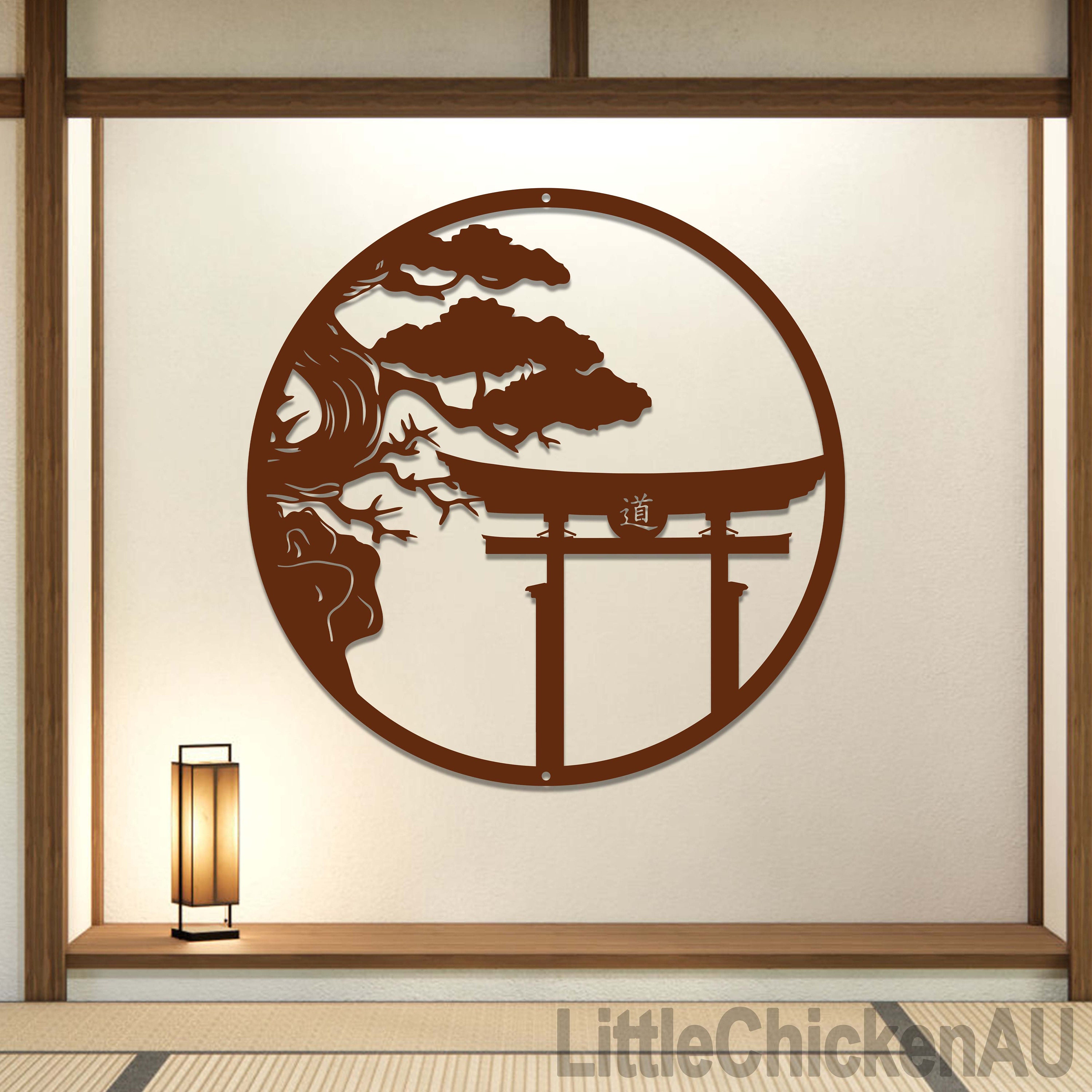 Japanese Metal Art Tori Gate Art Bonsai Tree Metal Wall Art Japanese ...
