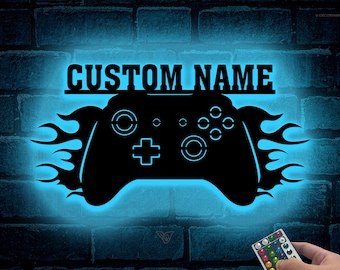 Placa de nome de jogador personalizada com luz LED, decoração de berçário, placa de metal personalizada, placa de nome personalizada, placa de nome de metal, placa de nome infantil de metal