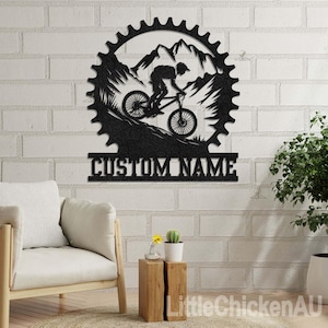 Custom Mountain Bike Metal Sign, Personalized Name Wall Art, Mountain Bike Decor Metal Sign, Metal Wall Art, Cycling Decor, Metal Bike Sign