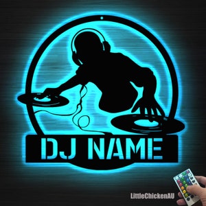 DJ Player Metal Sign with LED Light, Custom DJ Metal Wall Art, Disc Jockey gift, Music Lovers Gift, Gifts for dj, Room Decor Gift For Man