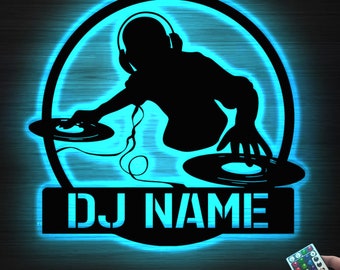 DJ Player Metal Sign with LED Light, Custom DJ Metal Wall Art, Disc Jockey gift, Music Lovers Gift, Gifts for dj, Room Decor Gift For Man