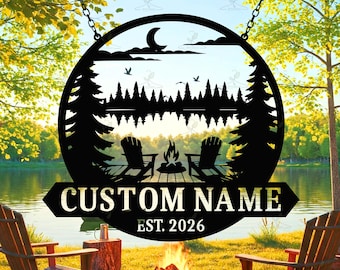 Custom Camping Metal Sign: Personalized Cabin Name, Lake Outdoor Decor