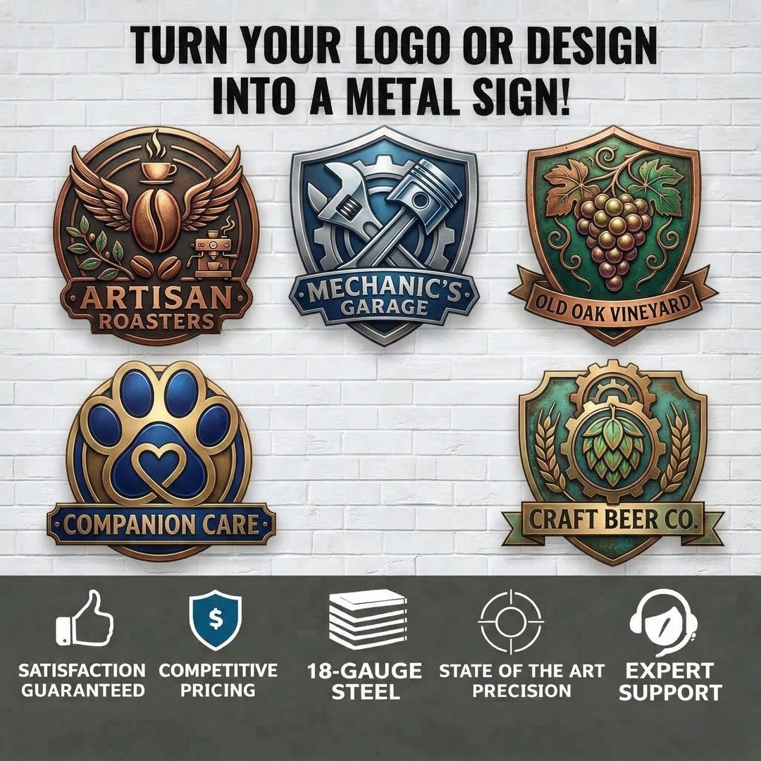 Personalized Metal Sign, Custom Logo Sign, Modern Business Signage ...