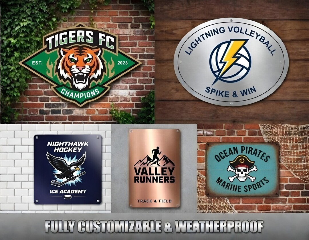 Team Signage Custom Sports Team Metal Sign, Personalized Volleyball Hockey Football ...