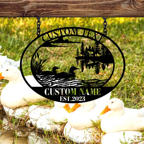 Custom Loons Farm Metal Sign, Loons sign, Personalized Loons Metal wall art, Loons gift,Farmhouse Wall Art,Outdoor Sign With Loon,Farm Decor