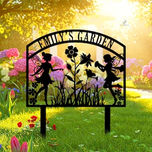 Custom Fairy Garden Sign, Personalized Metal Garden Stake,Fairy Decor for Outdoor Yard,Fairy Garden Decor,Garden Stake for Mom,Gardener Gift