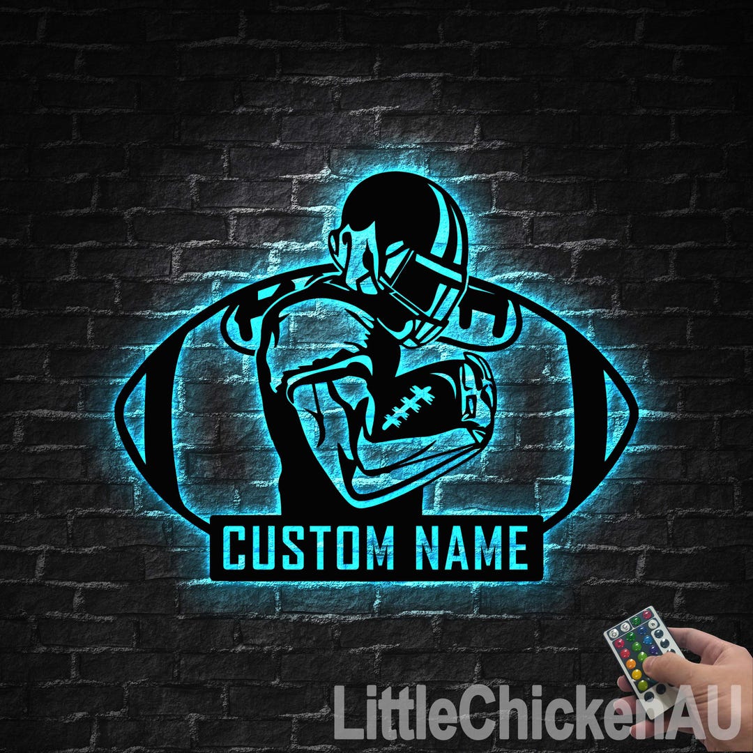 Personalized American Football Metal Sign With LED Lights, US Football ...