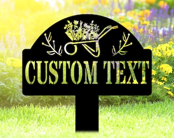 Estaca de jardín personalizada, letrero de jardín con nombre, decoración de jardín, letrero de jardín con nombre del jardinero, letrero de jardín de metal con estaca, regalo de jardín para mamá