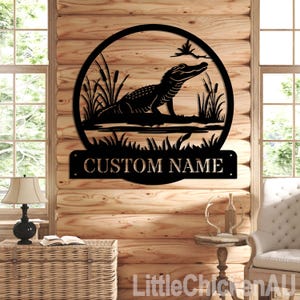 Crocodile Metal Sign,Custom Metal Alligator Sign,Personalized Crocodile Wall Art Decor,Metal Crocodile Sign,Wall Hanging,Outdoor Decor Sign